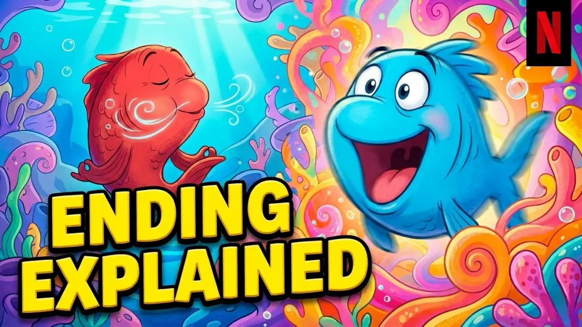 Red Fish Blue Fish Season 2 Ending Explained Netflix with Red and Blue characters.